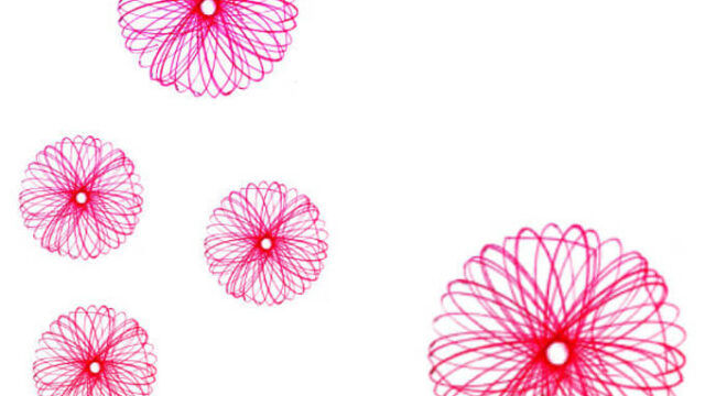 くるりんデザイン定規で描いたピンクの幾何学模様