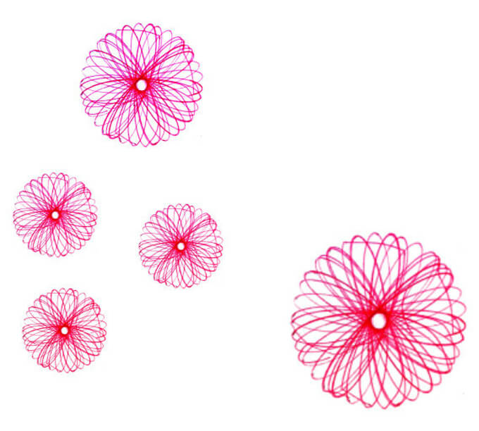くるりんデザイン定規で描いたピンクの幾何学模様